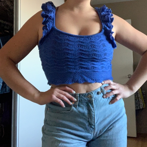 H&M Blue Ruffle Top - Picture 2 of 4